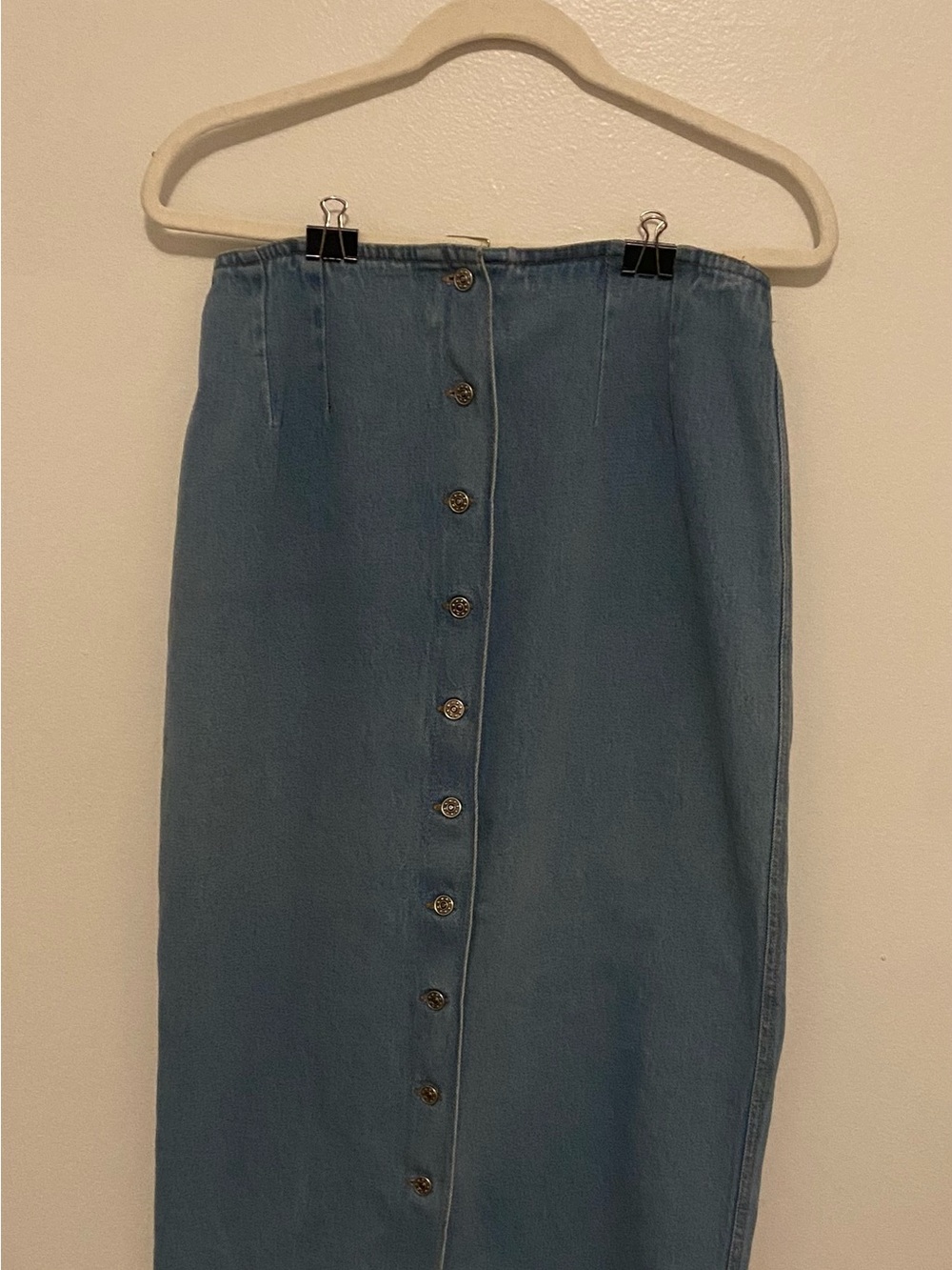 Vintage 90s Tower Hill High Waisted Button Front Denim Midi Skirt 100% Cotton